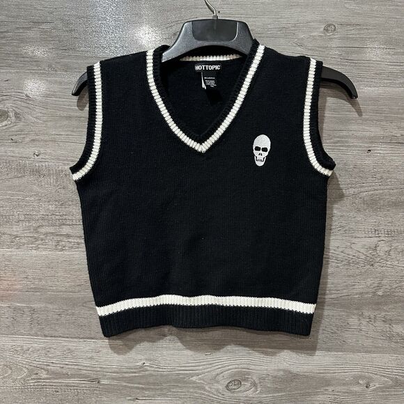 Hot Topic Skull V Neck Sweater Vest - Women's Small Knit - Picture 2 of 7